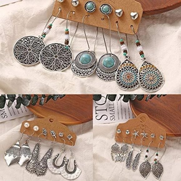 36 Pairs Fashion Vintage Drop Dangle Earrings Set for Women/Girls - Picture 4 of 5